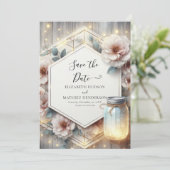 Watercolor Classic Mason Jar Wedding Save The Date (Stehend Vorderseite)