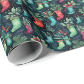 Watercolor Classic Red Green Weihnachtsweihnachtsf Geschenkpapier (Rolleneckpunkt)