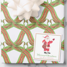 Watercolor Classic Santa Claus Geschenkeinschlag