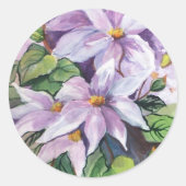Watercolor clematics ROUND STICKER (Vorderseite)