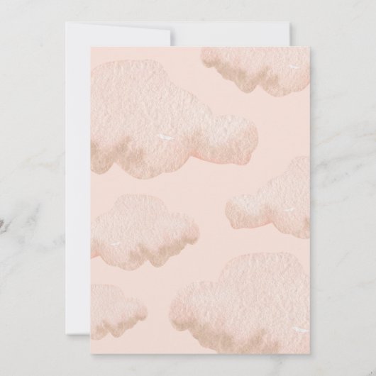 Watercolor Cloud Nine Sky Pink Girl Baby Dusche Einladung (Rückseite)