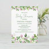 Watercolor Clover Meadow Baby Shower Einladung (Stehend Vorderseite)