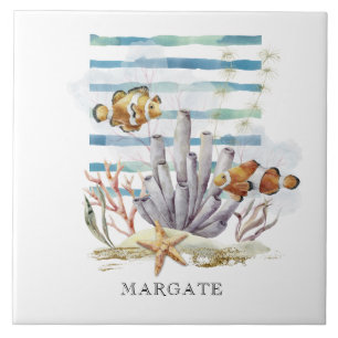 Watercolor CLOWING FISH Design, Beach MARGATE Fliese