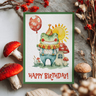 Watercolor Clown Frosch Whimsical Happy Birthday Postkarte