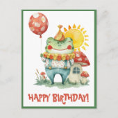 Watercolor Clown Frosch Whimsical Happy Birthday Postkarte (Vorderseite)