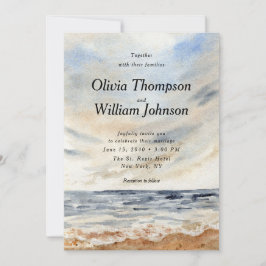 Watercolor Coastal Beach Wedding Invitation Einladung