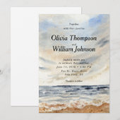 Watercolor Coastal Beach Wedding Invitation Einladung (Vorne/Hinten)