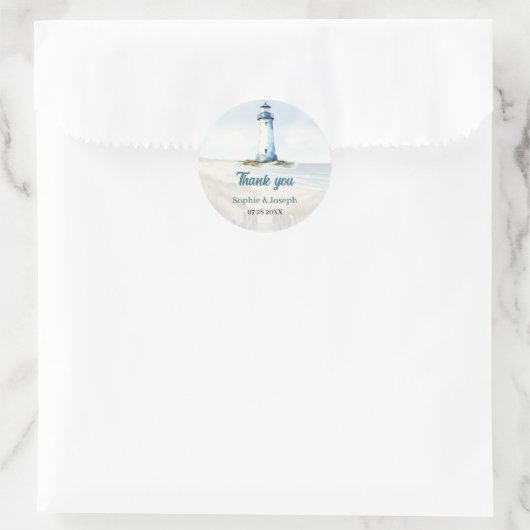 Watercolor Coastal New England Hochzeit Vielen Dan Runder Aufkleber (Tasche)