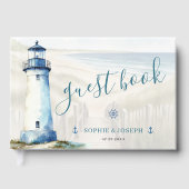 Watercolor Coastal New England Wedding Gästebuch (Vorderseite)
