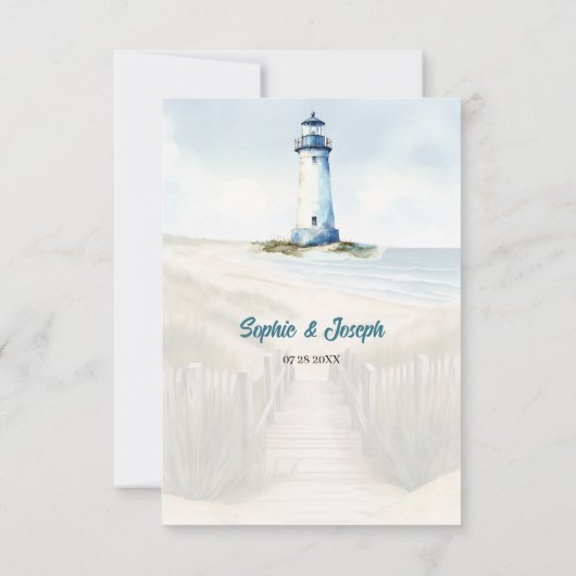 Watercolor Coastal New England Wedding Insert Einladung (Rückseite)