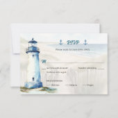Watercolor Coastal New England Wedding RSVP Reply Einladung (Vorderseite)