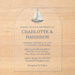 Watercolor Coastal Seascape Wedding Acryleinladungen