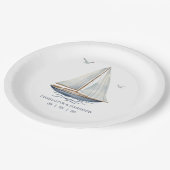 Watercolor Coastal Seascape Wedding Pappteller (Schrägansicht)