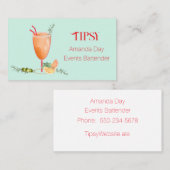 Watercolor Cocktail Bartender Business Card Visitenkarte (Vorne/Hinten)
