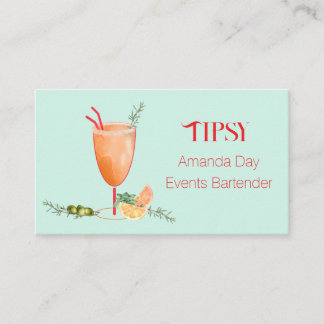 Watercolor Cocktail Bartender Business Card Visitenkarte
