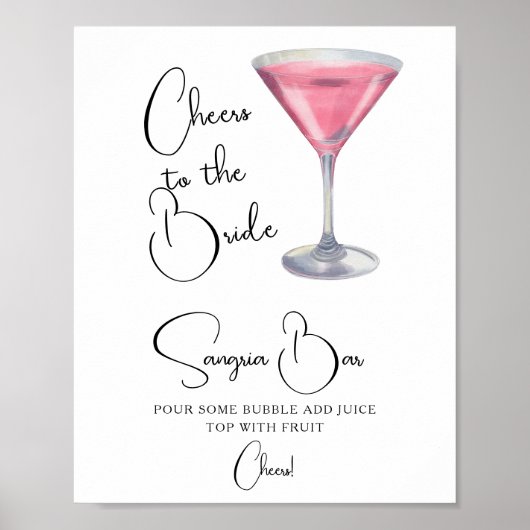 Watercolor Cocktail Bridal shower Sangria bar Poster (Vorne)