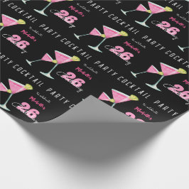 Watercolor Cocktail Geburtstagsparty schwarz Geschenkpapier