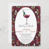 Watercolor Cocktail Holly Berry Weihnachten Einladung (Vorderseite)