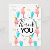 Watercolor Cocktail Margarita Muster Danke Postkarte (Vorne/Hinten)