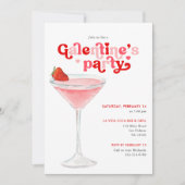 Watercolor Cocktail Retro Galentine's Day Party Einladung (Vorderseite)