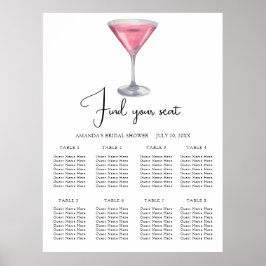 Watercolor Cocktail Wedding seating chart Poster