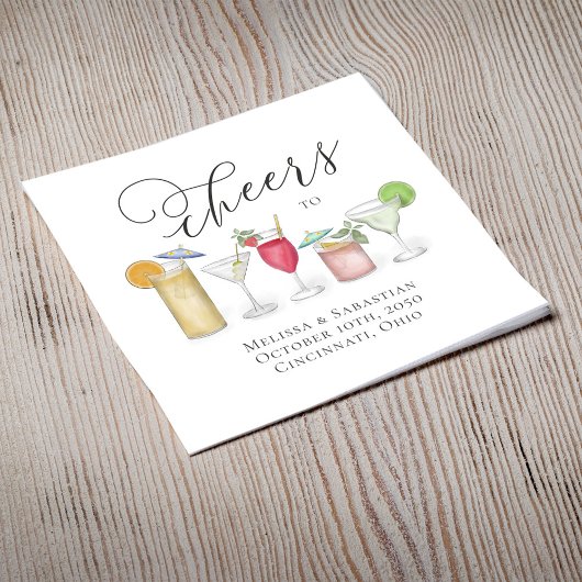 Watercolor Cocktails Custom Wedding Serviette