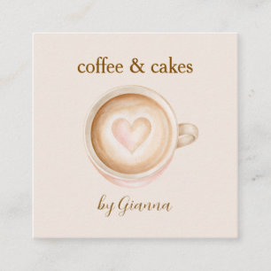 Watercolor Coffee Cafe Quadratische Visitenkarte
