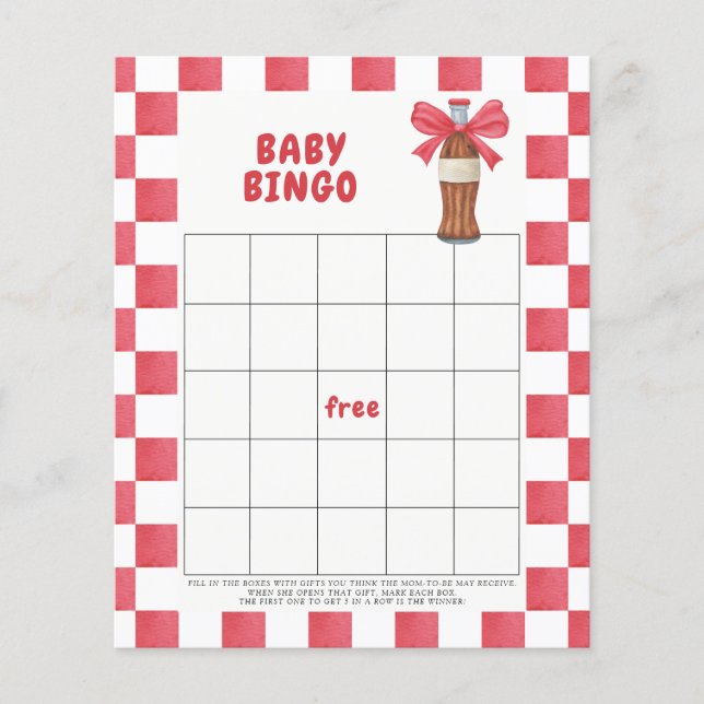 Watercolor Cola Soda Baby Bingo game (Vorderseite)