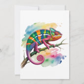 Watercolor Colorful Chameleon Birthday Party Einladung (Rückseite)