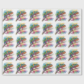 Watercolor Colorful Chameleon Birthday Party Geschenkpapier (Flach)