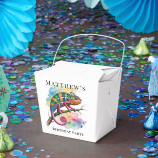 Watercolor Colorful Chameleon Birthday Party Geschenkschachtel