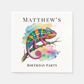 Watercolor Colorful Chameleon Birthday Party Serviette (Vorderseite)