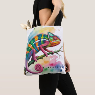 Watercolor Colorful Chameleon Birthday Party Tasche