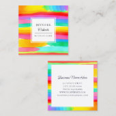 Watercolor Colorful Rainbow Stripes Pattern Quadratische Visitenkarte (Vorne/Hinten)
