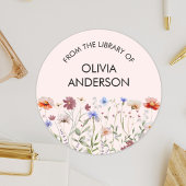 Watercolor Colorful Wildflower Book Plate Sticker