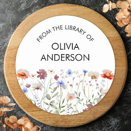 Watercolor Colorful Wildflower Book Plate Sticker