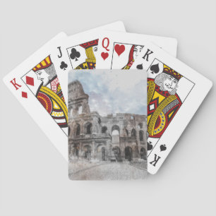 Watercolor Colosseum Poker Cards - Künstlerisches  Spielkarten