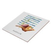 Watercolor CONCH MUSCHEL Coastal Beach MARGATE Fliese (Seite)
