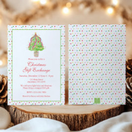 Watercolor Confetti Christmas Tree Party Einladung