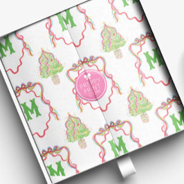 Watercolor Confetti Christmas Trees Monogram Wappe Seidenpapier