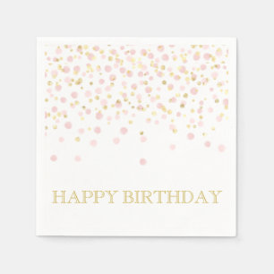 Watercolor Confetti Happy Birthday Elegantes Desig Serviette