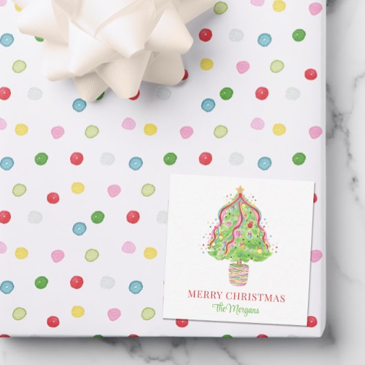 Watercolor Confetti Weihnachtsbaum Mitteilungskarte