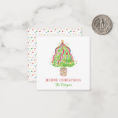 Watercolor Confetti Weihnachtsbaum Mitteilungskarte (Vorderseite/Rückseite Beispiel)