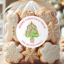 Watercolor Confetti Weihnachtsbaum Rücksendeadress