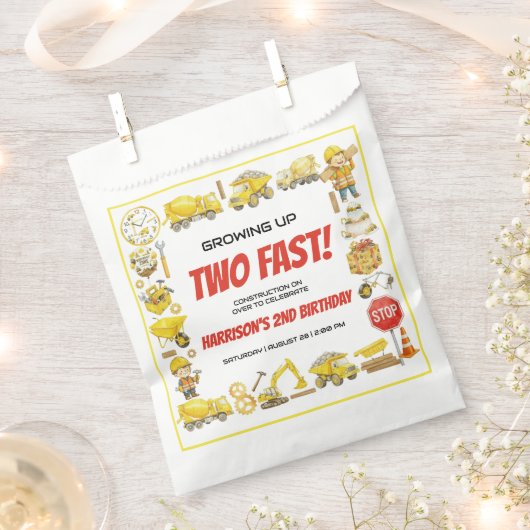 Watercolor Construction 2nd Birthday Party Geschenktütchen (Ausgeschnitten)