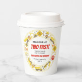 Watercolor Construction 2nd Birthday Party Pappbecher (Vorderseite)