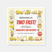 Watercolor Construction 2nd Birthday Party Serviette (Vorderseite)