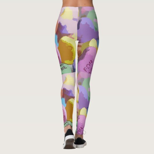Watercolor Conversation Hearts Leggings (Rückseite)