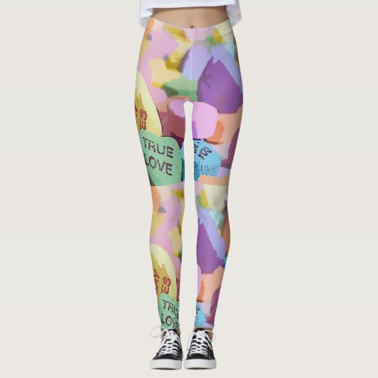Watercolor Conversation Hearts Leggings (Vorderseite)
