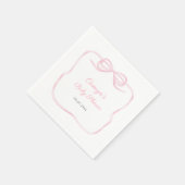 Watercolor Coquette Bow Baby Girl Shower Party Serviette (Ecke)